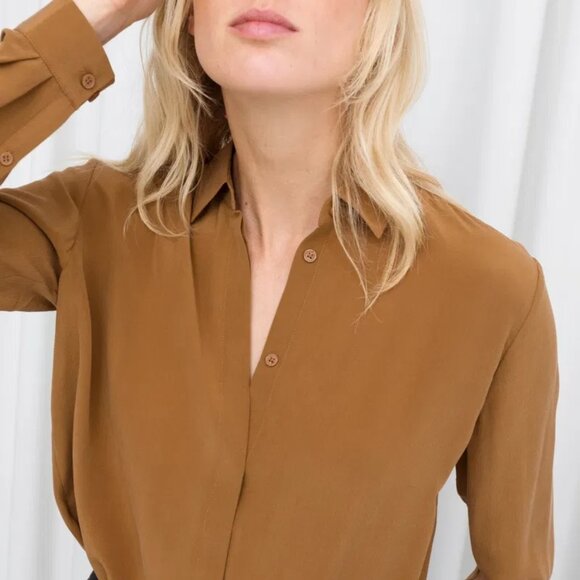 Other Stories Ginger Yellow Silk Blouse Sz Small - Picture 2 of 4